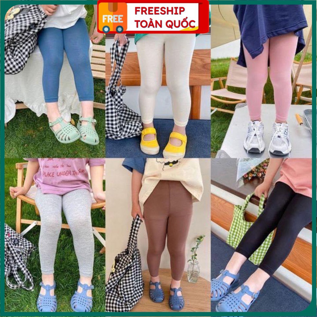 PVN33364 Quần legging dài trơn cotton dẻo Hàn siêu xinh cho bé T2 .