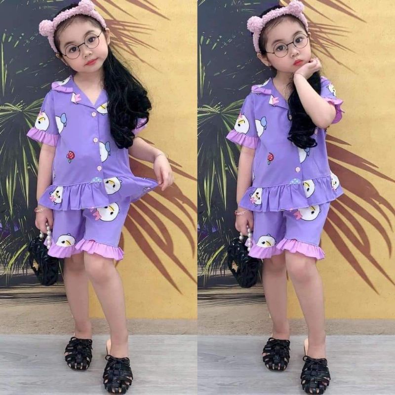 (8-22kg) Bộ lụa thiết kế cho bé gái size nhí