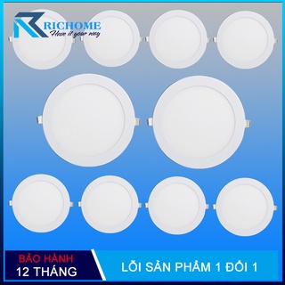 Bộ 10 đèn âm trần, đèn led âm trần siêu mỏng tròn 9w ánh sáng trắng hoặc vàng