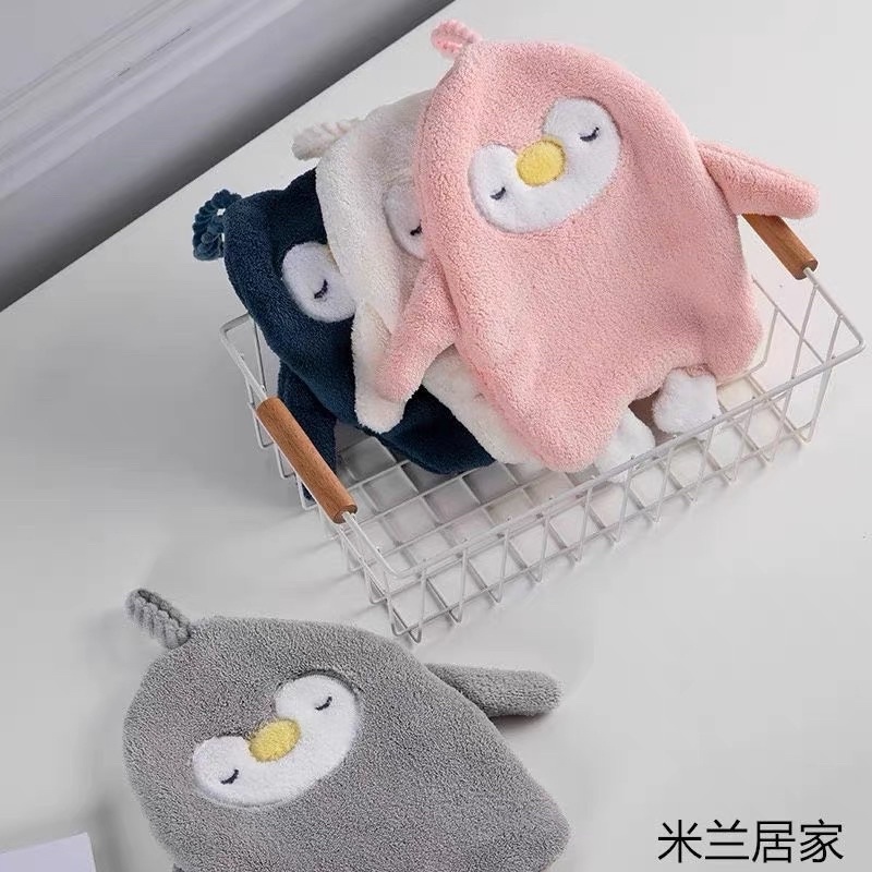 Khăn lau tay nhà bếp hình CHIM CÁNH CỤT dễ thương treo tường phòng bếp, phòng tắm vải lông cừu mềm mại thấm hút tốt