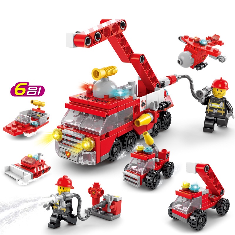 Đồ chơi Lego xe tăng nâu,xe cảnh sát, cứu hỏa dạng túi cho bé từ 4 tuổi dễ lắp ráp kèm sách hướng dẫn lắp ghép