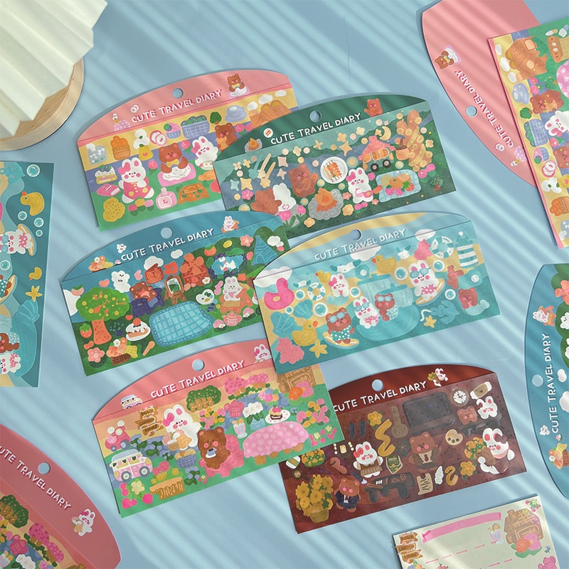 Peach 1Pcs Animal travel cartoon stickers Journal Scrapbook Decor Sticker