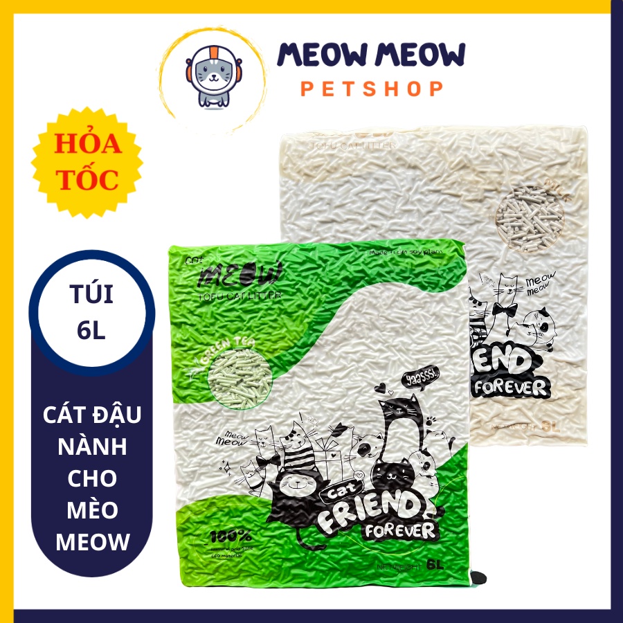 Cát đậu nành cho mèo MEOW | Túi 6L | Cát vệ sinh cho mèo Meow, Cát mèo Meow.