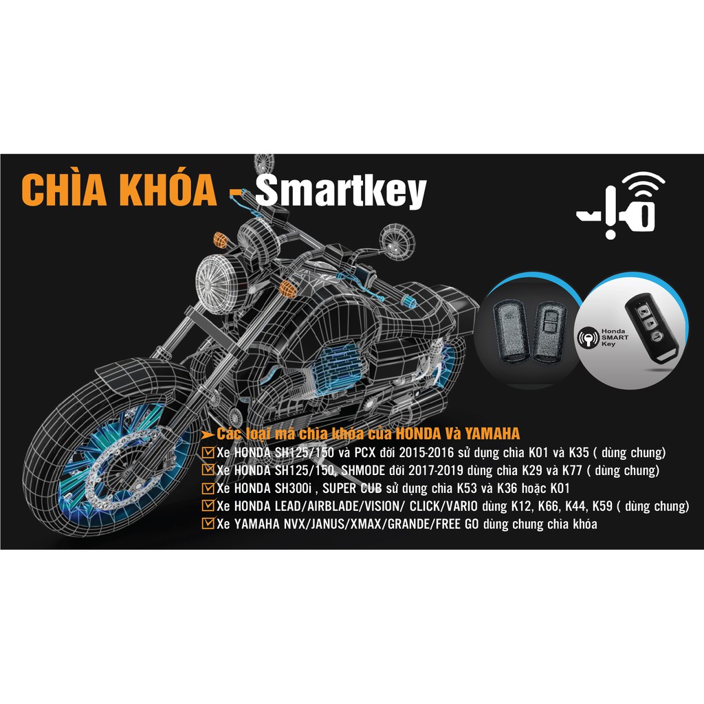 FOB YAMAHA - Chìa khóa Smartkey cho xe Yamaha NVX, Janus, Grande,  Free - Go 2021