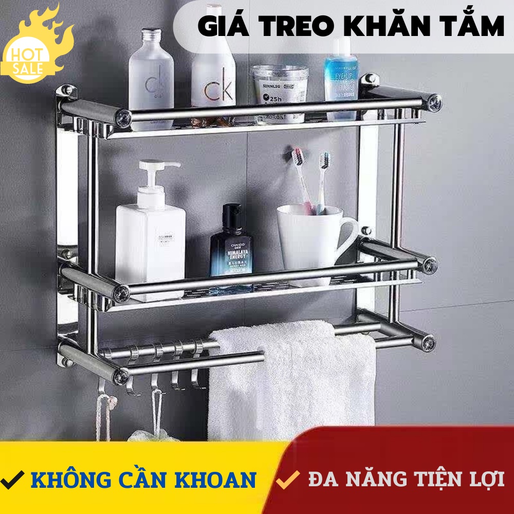 GIÁ Treo Khăn Nhà Tắm , Kệ Treo Tiện Lợi Không Cần Khoan Đục ATILA SHOP