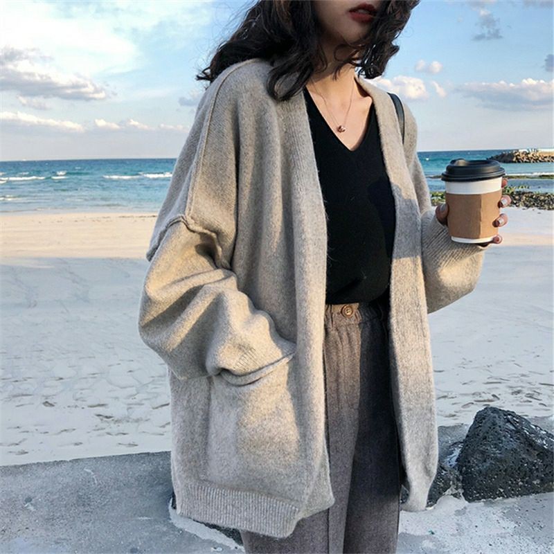 Áo cardigan k nút => ảnh thật kèm bảng sz