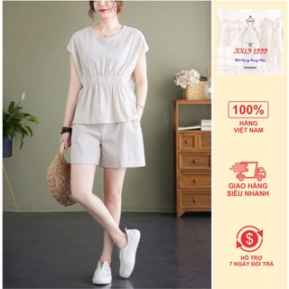 Bộ nữ gồm áo sát nách quần short thiết kế trẻ trung, chất đũi cao cấp mềm mịn.  H9