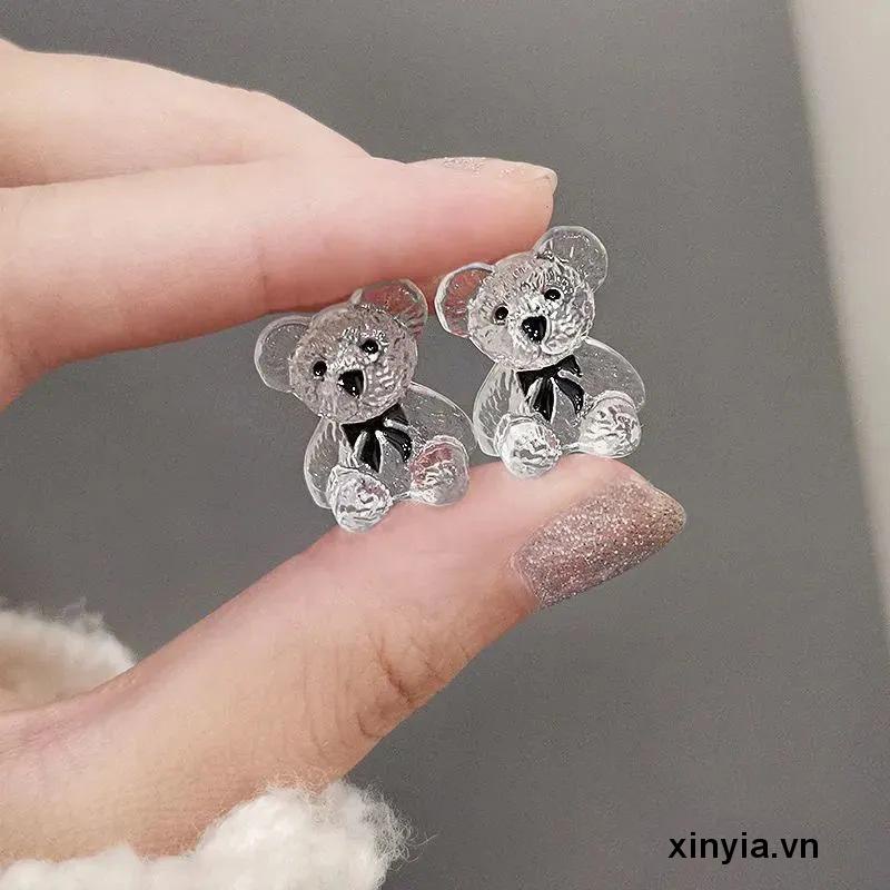 Bông Tai Hình Gấu Bằng Nhựa Acrylic Trong Suốt Thời Trang Cho Nữ
