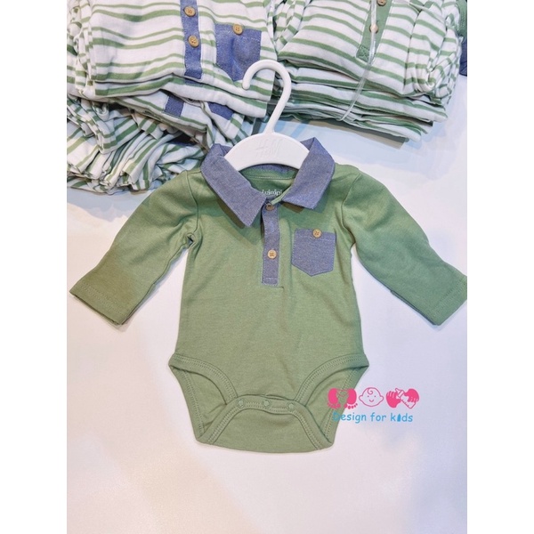 (Link 1) (Tặng nơ) Bộ body công tử, bộ body chip dài tay cổ đức, cổ trụ Yam.pi xuất dư, vải ORGANIC COTTON choăngj