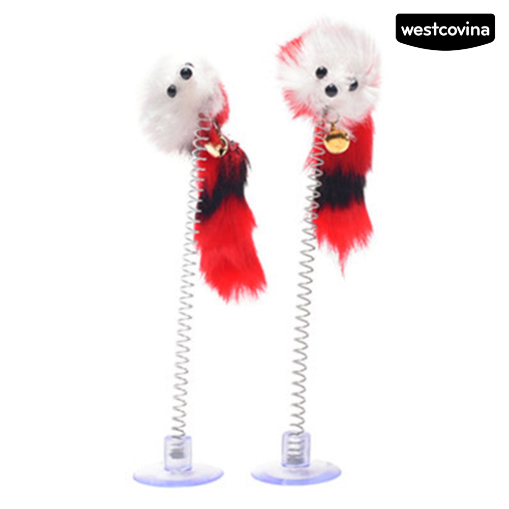 Đồ Chơi Tương Tác Hình Chú Chuột Lò Xo Gắn Lông Vũ Cho Mèo