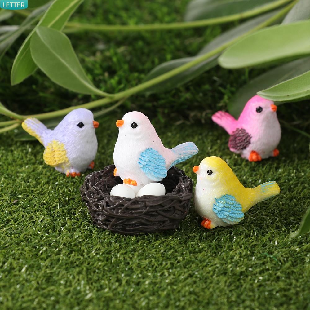 LETTER Funny Landscape Figurine Baking Resin Miniatures Miniature Bird Figurines Landscape DIY Decoration Crafts Garden Supplies Mini Sculpture Fairy Garden Micro Ornaments