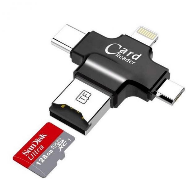 Đầu đọc thẻ 4 in 1 OTG, USB, TYPE - C, IOS