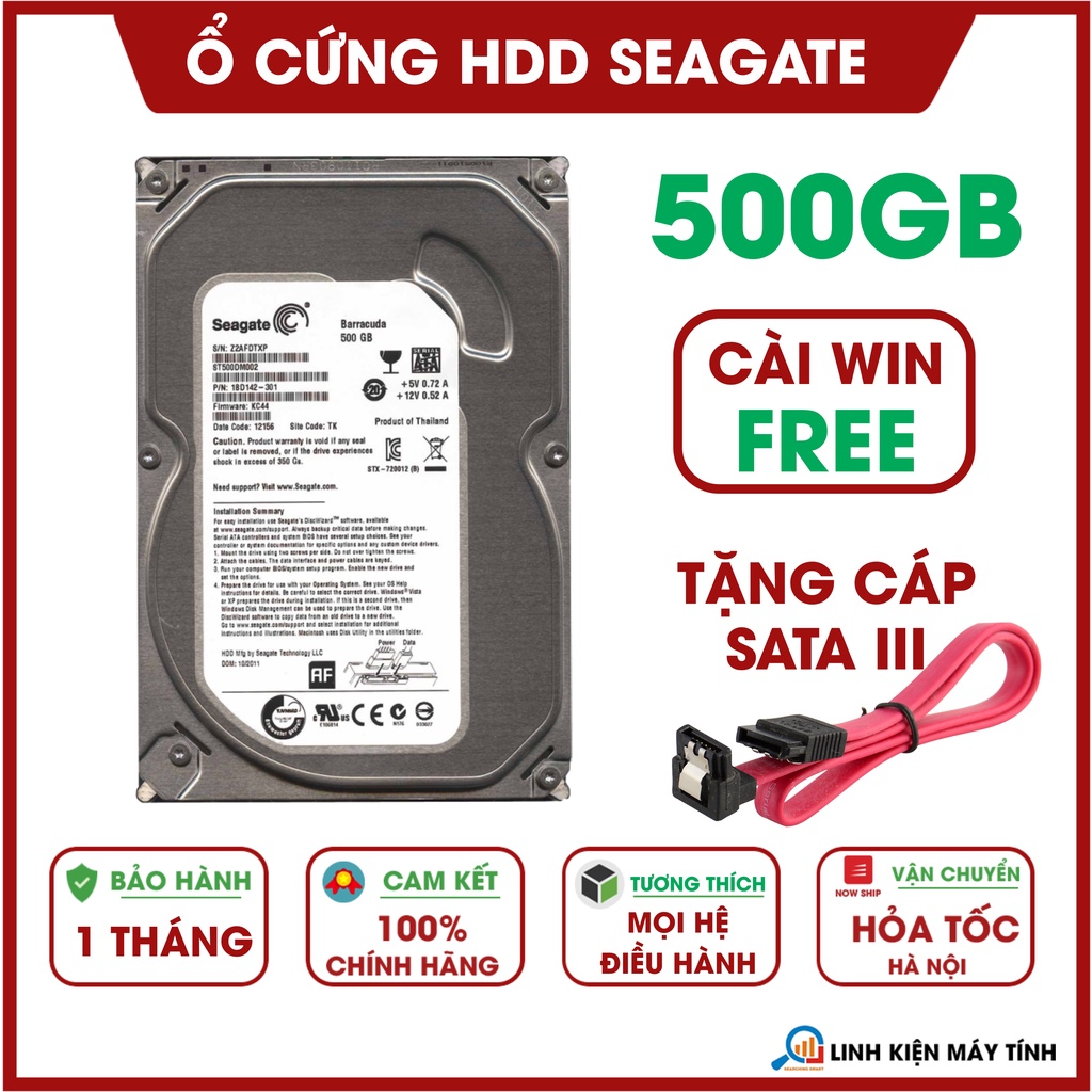 Ổ cứng HDD Seagate 500GB - Mới 99% - Bảo hành  01 Tháng !!!