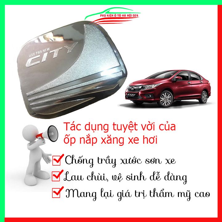 Ốp nắp xăng City 2015-2020 mạ crom bảo vệ chống trầy trang trí ô tô