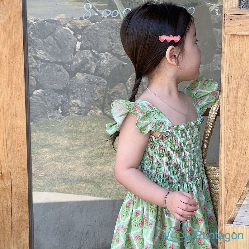 Đầm Công Chúa Mùa Hè Tay Bay Nhỏ Thoáng Khí In Họa Tiết Hoa Dễ Thương Thân Thiện Với Da Cho Bé Gái