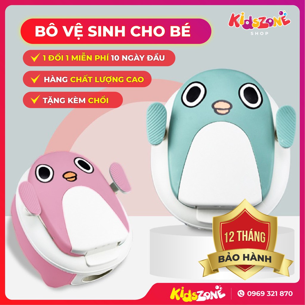 Bô Vệ Sinh Cho Bé Loại 1, Dành Cho Trẻ Tập Đi Vệ Sinh Hình Chim Cánh Cụt, Chất Lượng Nhựa PP Cao Cấp [Bảo hành 12 tháng]