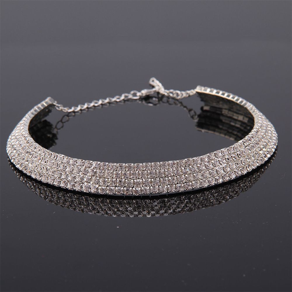 Vòng cổ hợp kim dạng khoen tròn khảm đá lấp lánh sành điệu cho nữ | BigBuy360 - bigbuy360.vn