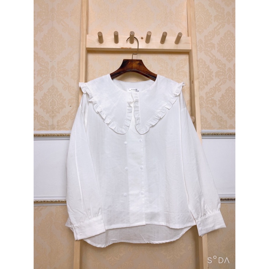 áo babydoll trắng tiểu thư cổ bèo ullzang hàng QC A 290 freeship50k