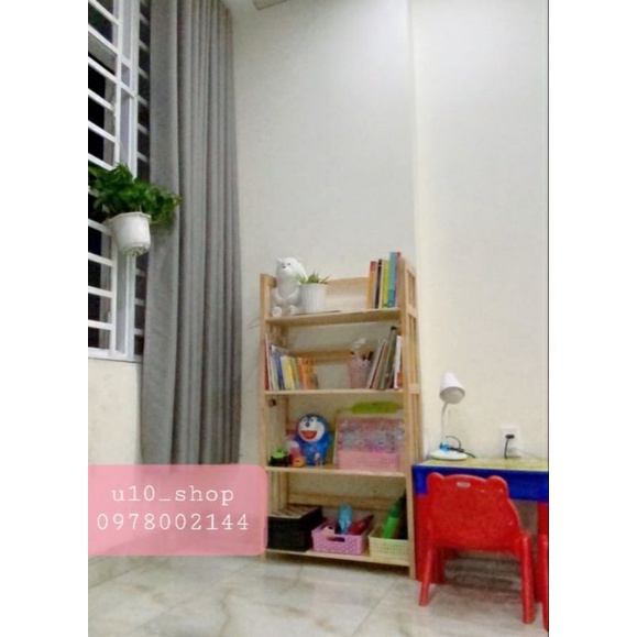 Kệ sách gỗ 4 tầng 50cm Gỗ Cao Su u10_shop