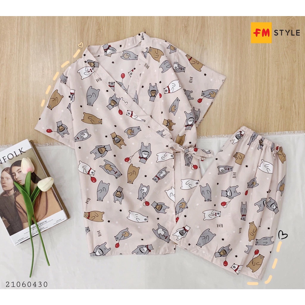 [SALE NGÀY CUỐI] Set Kimono Nữ Mặc Nhà Pijama Họa Tiết Dễ Thương Chuẩn Vải Loại 1