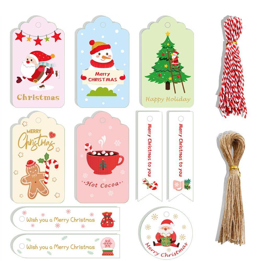 Set 100 Thẻ Giấy Kraft In Hình Ông Già Noel Trang Trí Giáng Sinh