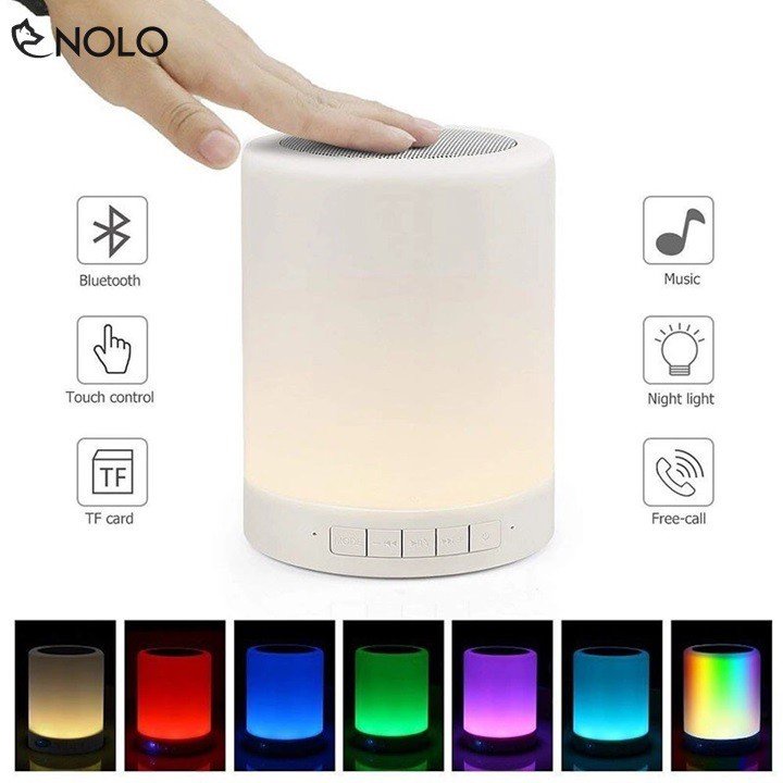 Loa Bluetooth Đèn Ngủ, Loa Bluetooth Đồng Hồ Kết Hợp Đèn Led Cảm Ứng Đổi Màu Theo Nhạc