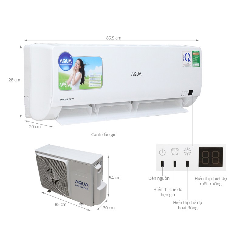 Điều hòa Aqua Inverter 1 chiều R32 AQA-K/CRV9WNM