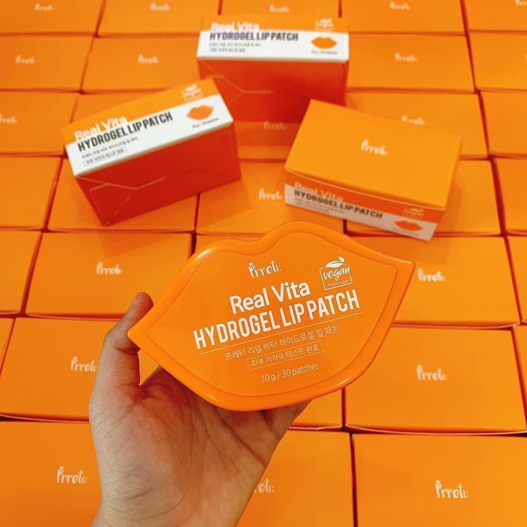 Mặt nạ môi PRRETI real vita hydrogel lip patch hộp 30 miếng