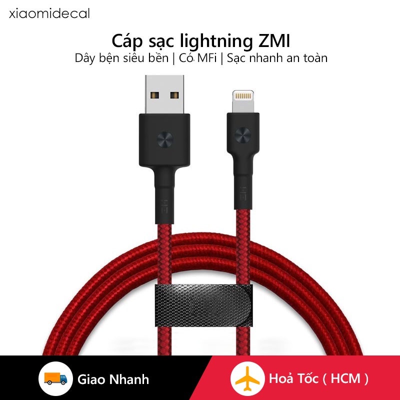 Cáp sạc Lightning ZMI dây bện, bọc Kevlar siêu bền dùng cho iPad, iPhone, iPod