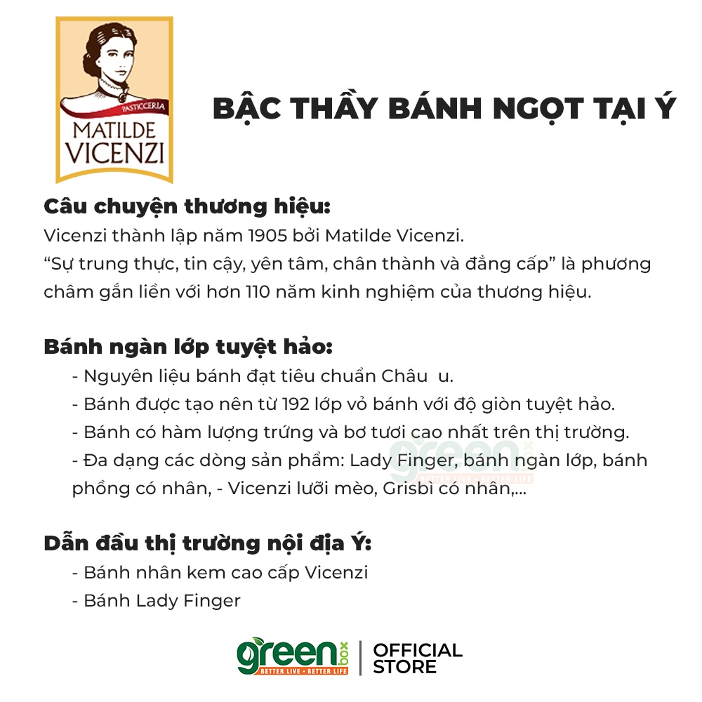 Bánh quy mềm nhân kem chanh Grisbi Vicenzi nhập khẩu Ý 150g