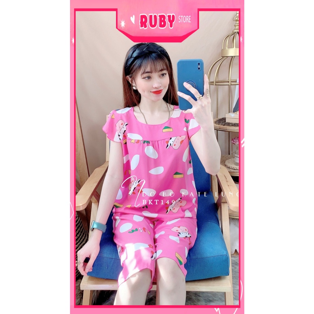 Đồ bộ nữ mặc nhà chất kate mềm mát in bò sữa hoạt hình dễ thương BKT149