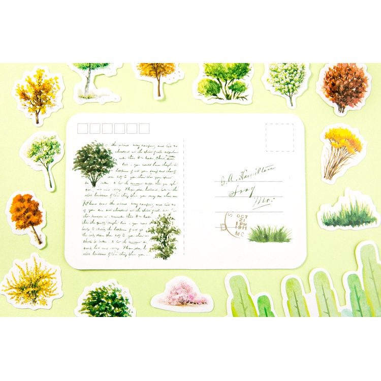 Sticker hộp 46 miếng dán - Rừng Na Uy - Hộp nhãn dán trang trí sổ tay bullet journal - M373