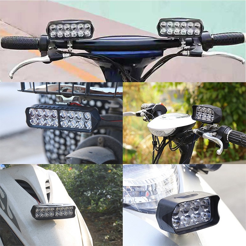 Đèn pha Uni-shine làm việc 8/12/16 bóng 12/18/24W 2400LM 12V cho xe máy ATV