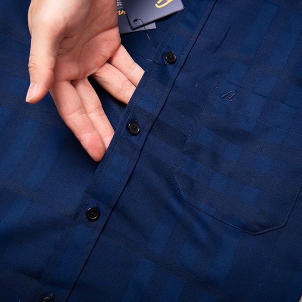 Áo Sơ Mi Nam Công Sở Trung Niên Anton Xanh Tím Than Ngắn Tay Kẻ Caro Thoáng Mát, Thấm Hút Mồ Hôi - NT201