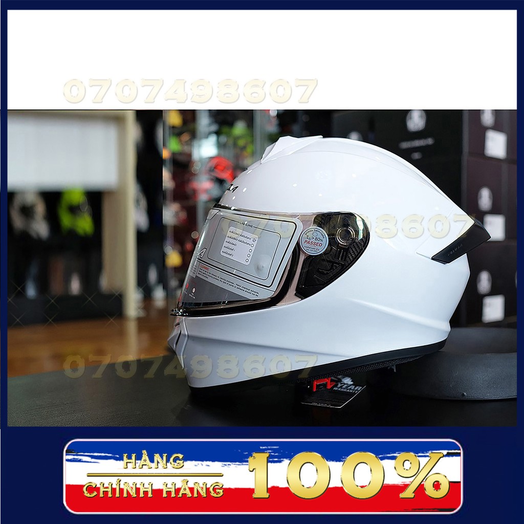 Mũ bảo hiểm FULLFACE HÀNG NHẬP KHẨU THAILAND RAPID PLAIN WHITE (Tặng kèm Pinlock 30)