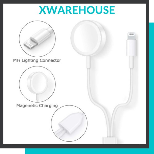 Cáp sạc nhanh 2in1 sạc cho đồng hồ táo và IP7 8 X Max 4FT