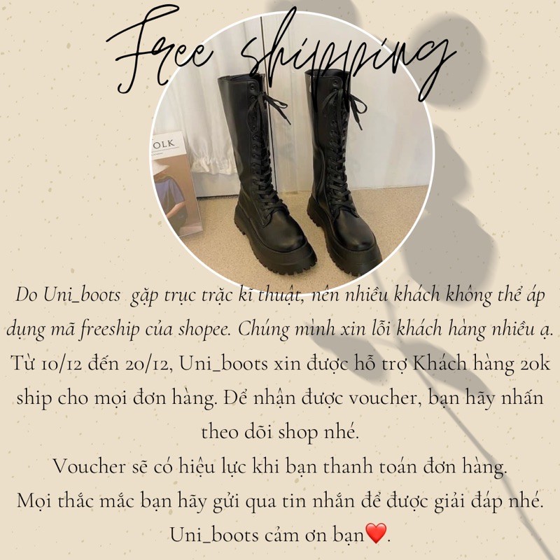 MEI BOOTS SẴN TRẮNG SIZE 39- Boots đế cao . Dáng dr marten xinh xắn