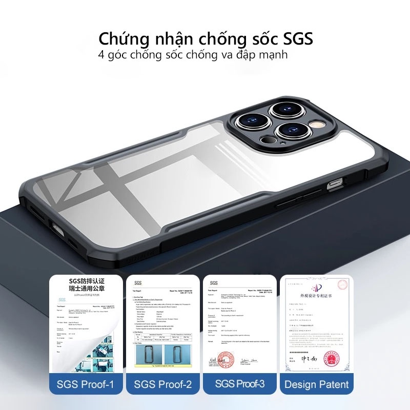 Ốp lưng XUNDD dùng cho iPhone 14 / 14 Pro / 14 Plus / 14 Pro Max Mặt lưng trong, Viền TPU, Chống sốc