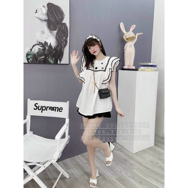 Áo bầu tay bèo mẫu mới 2022 cực xinh - cực dễ phối đồ với -2 màu nổi bật