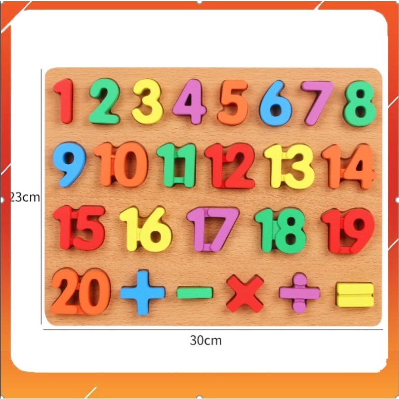 Đồ chơi bảng gỗ nổi chữ số 1-20 và phép tính cho bé - bảng số bằng gỗ thông minh giúp bé phát triển tư duy trí tuệ