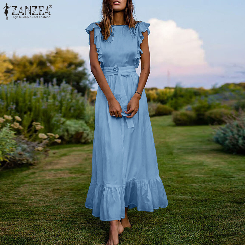 Đầm ZANZEA Thiết Kế Dáng Dài Không Tay Kiểu Vintage Thời Trang Cho Nữ | BigBuy360 - bigbuy360.vn