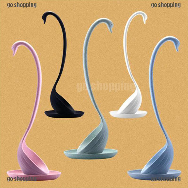 {go shopping}Plastic swan shaped long handled ladle soup spoon kitchen tableware dinnerware