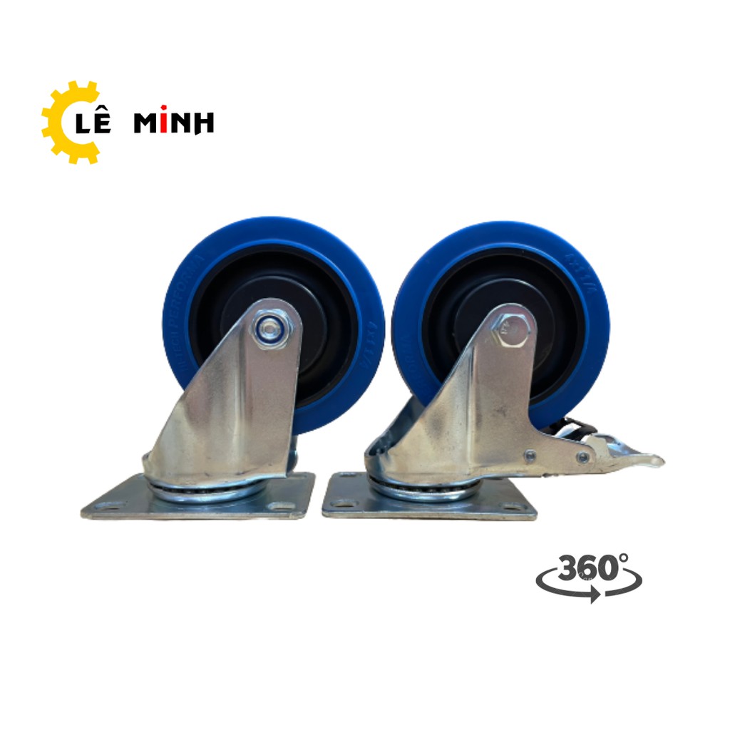 Bánh xe TPR xanh 10cm - Tải trọng 70Kg/Bánh