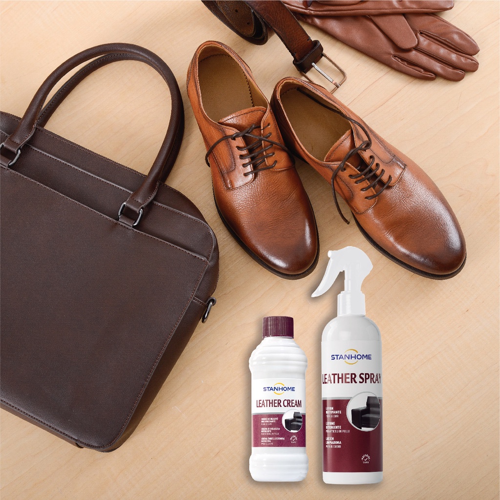 Bộ kem dưỡng làm sạch và bảo vệ đồ da Stanhome leather cream 250ml/chai và leather spray 350ml/chai
