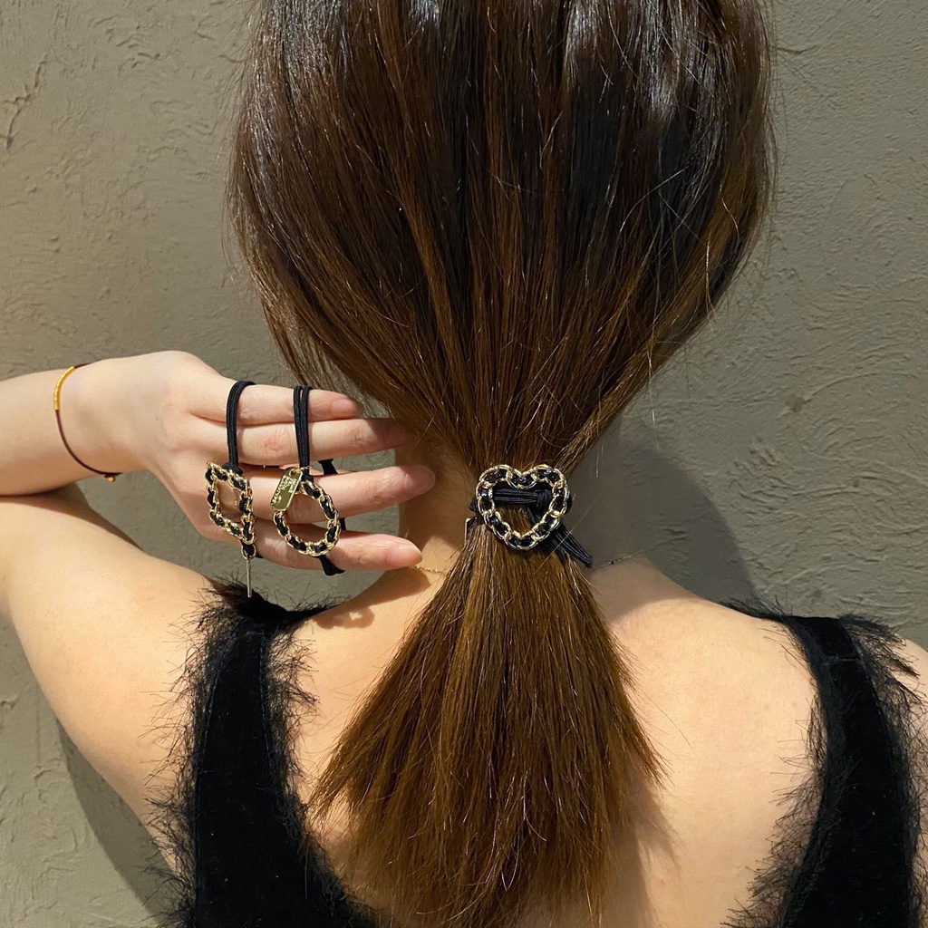 Dây buộc tóc thời trang đơn giản trang nhã kiểu Hàn Quốc hình tròn vuông trái tim cho nữ dùng hàng ngày