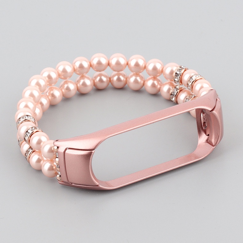 Dây Đeo Tay Thay Thế Đính Ngọc Trai Giả Hai Hàng Cho Xiaomi Band 3/4/5/6/7 Xiaomi Mi Band 5 Xiaomi 4 3