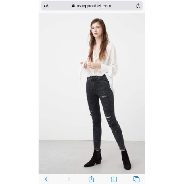 🖤(AUTH) QUẦN SKINNY JEANS RÁCH GỐI MANGO🖤