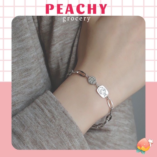 Vòng Tay Made For You Bạch Kim Hàng Cao Cấp Dành Cho Nữ Phong Cách Hàn Quốc Peachy
