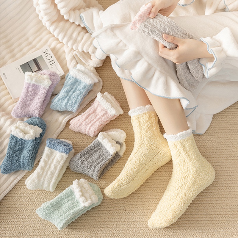 Vớ Lông Cừu San Hô Thấm Hút Mồ Hôi Thiết Kế Đơn Giản Thời Trang Cho Nữ