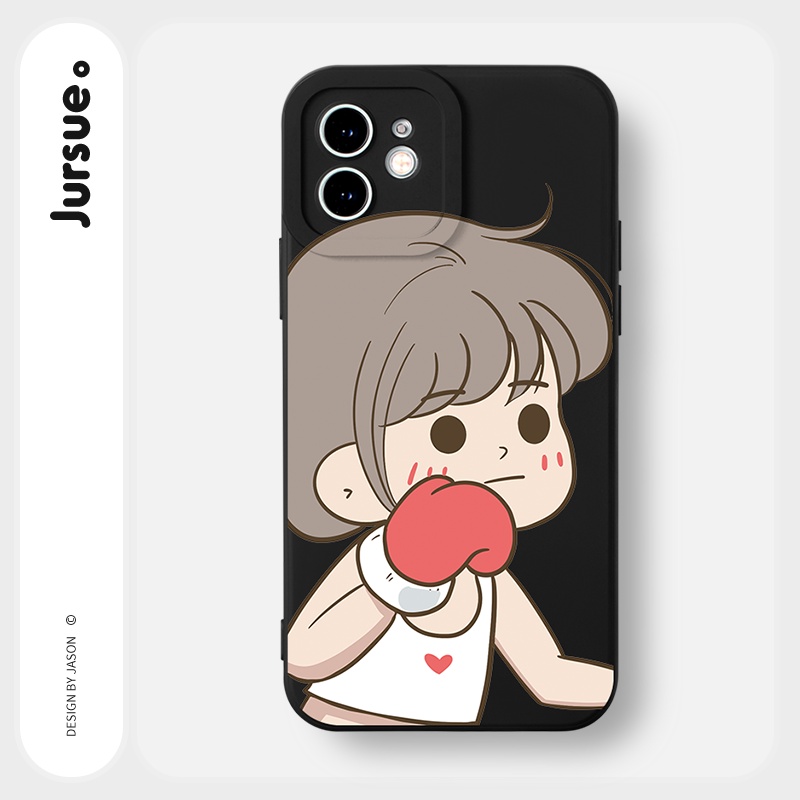 Ốp điện thoại JURSUE mềm hình cặp đôi thích hợp cho iPhone 13 12 11 Pro Max SE 2020 X XR XS 8 7 ip 6S 6 Plus Y1846